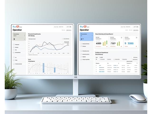 Pantalla dual mostrando vistas de dashboard para operador y vendedor de marketplace