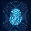 Icono de huella dactilar en un círculo digital