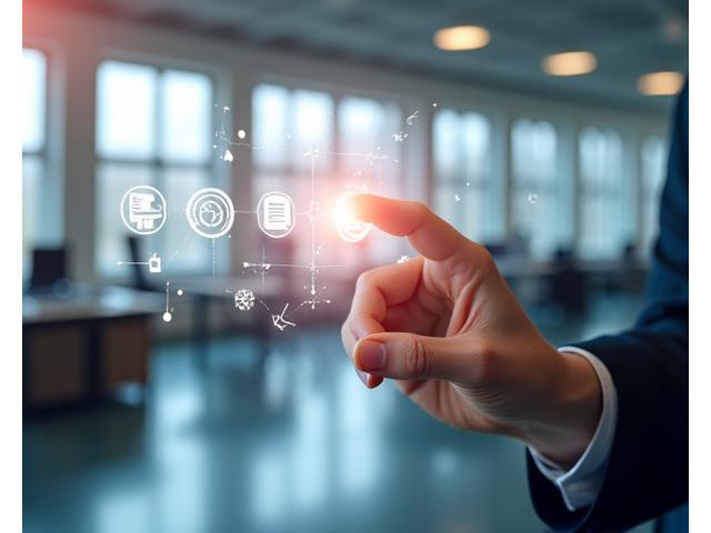 Persona tocando una interfaz digital que muestra iconos de control de datos, representando el poder del usuario sobre su información.