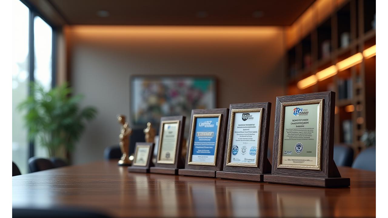 Mesa con premios y certificados de CobijaPago